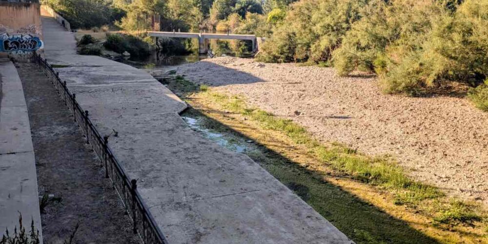 El río Tajo a su paso por el club de piragüismo de Talavera. Foto: PSOE Talavera