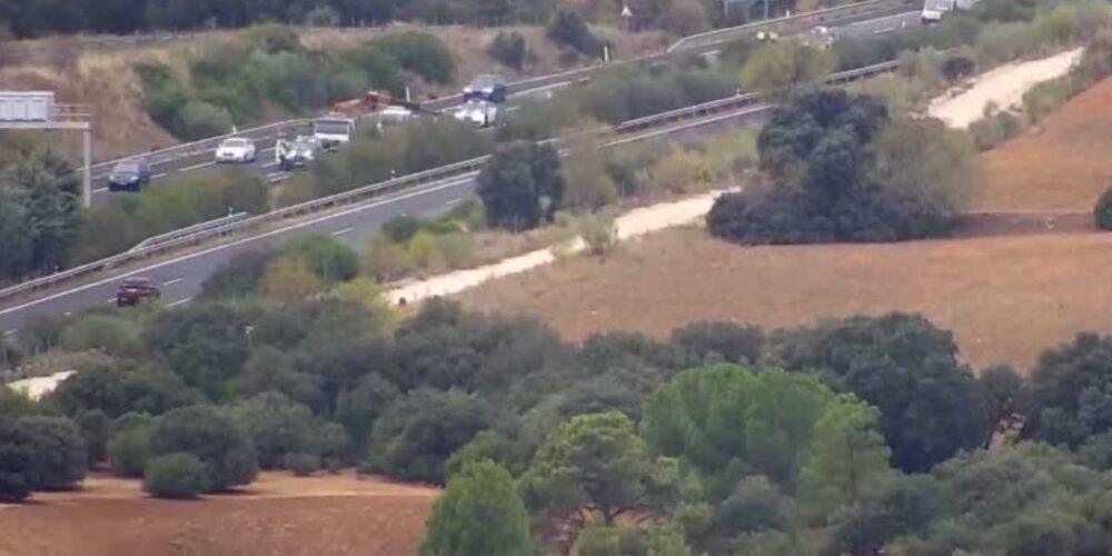Punto kilométrico 232 de la A-3 a su paso por Graja de Iniesta (Cuenca). Foto: DGT