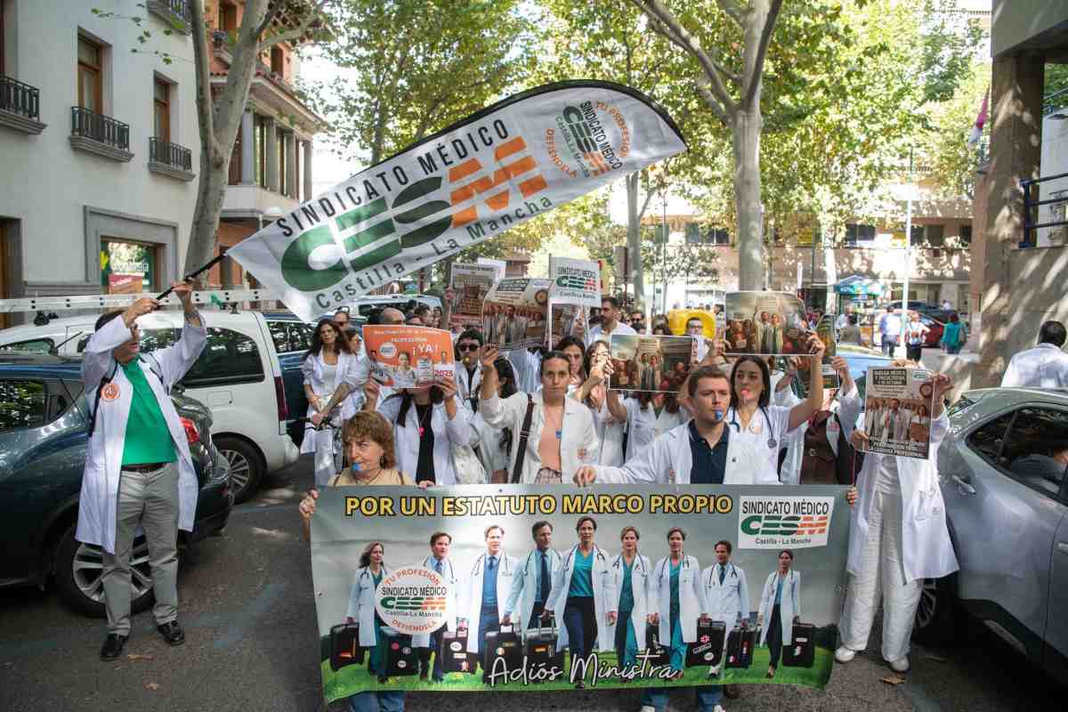 Acto central con motivo de la huelga médica convocada por CESM celebrado en Ciudad Real. Foto: EP.