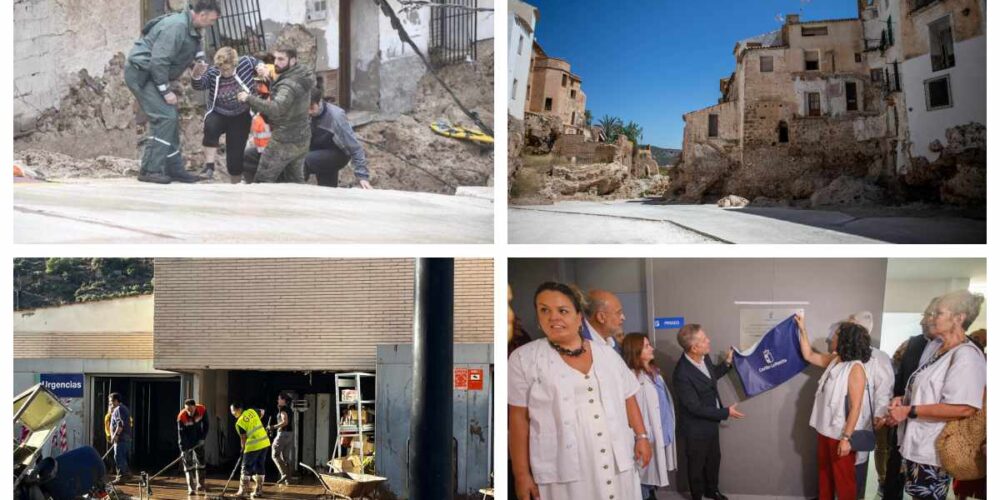 Las calles del casco de Letur y el centro de salud de Mira, símbolos de la DANA y de la recuperación.