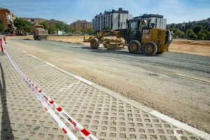 Obras en los terrenos de Santa Teresa, en Toledo, en los que han aparecido restos arqueológicos. Foto: Rebeca Arango.