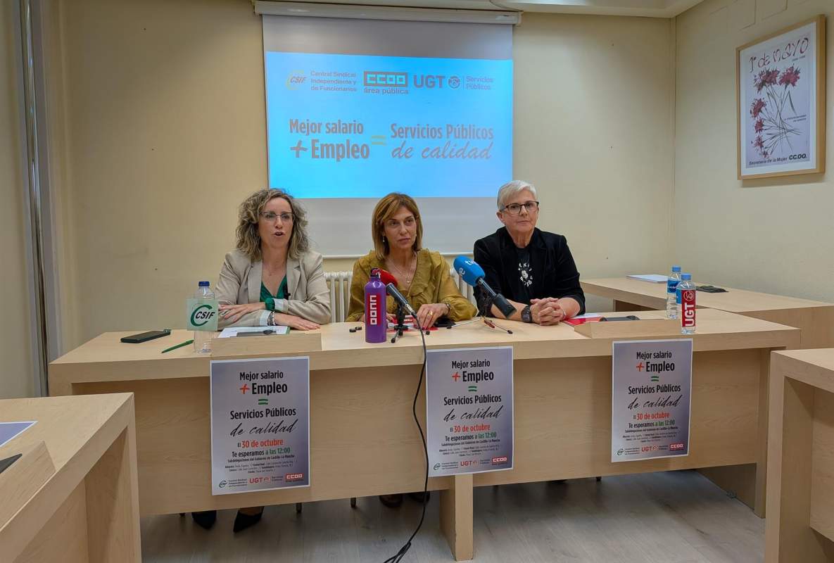 Rueda de prensa de los sindicatos donde han avanzado las movilizaciones del jueves.