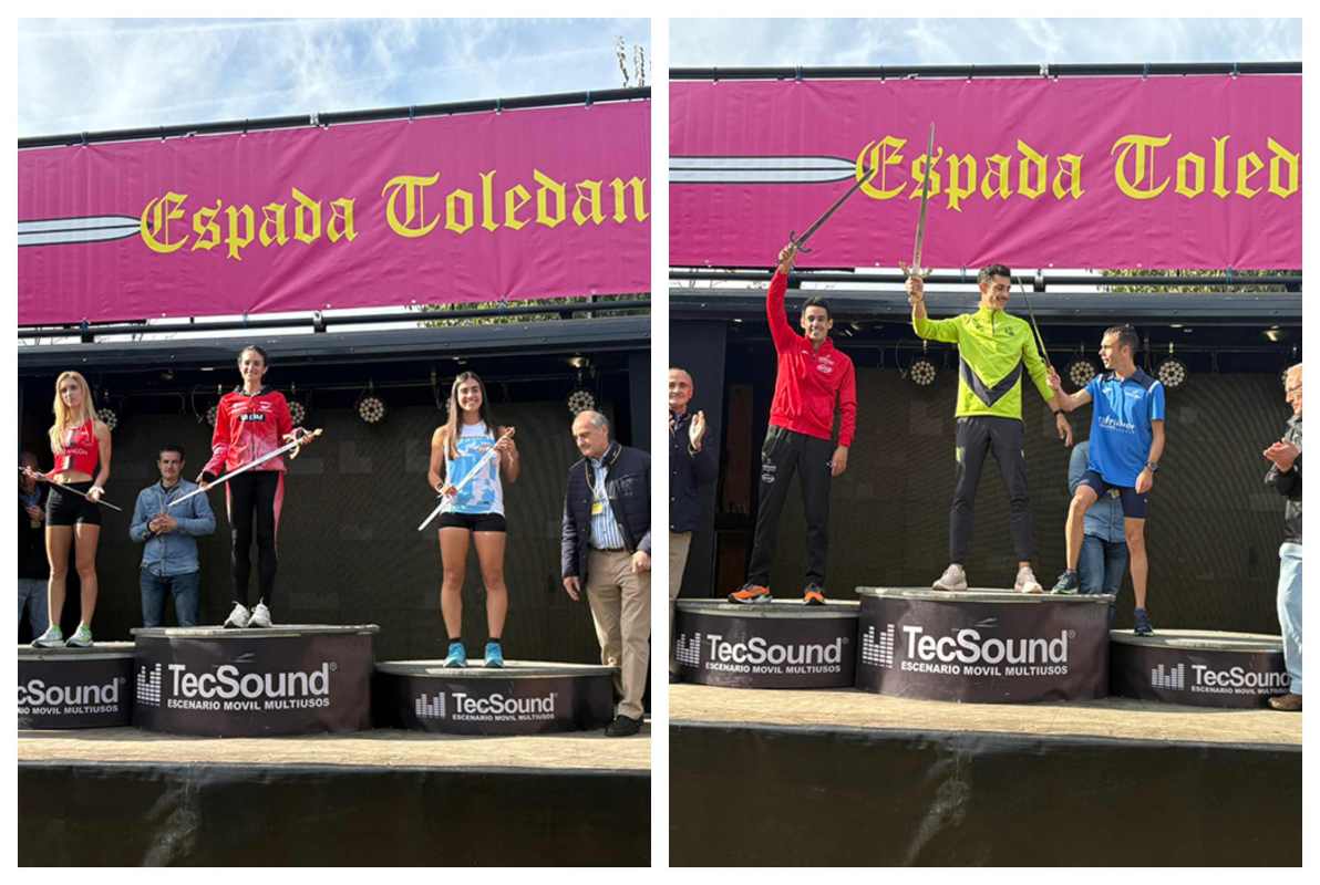 Podios absolutos, femenino y masculino, de la carrera. Fotos: CAT.