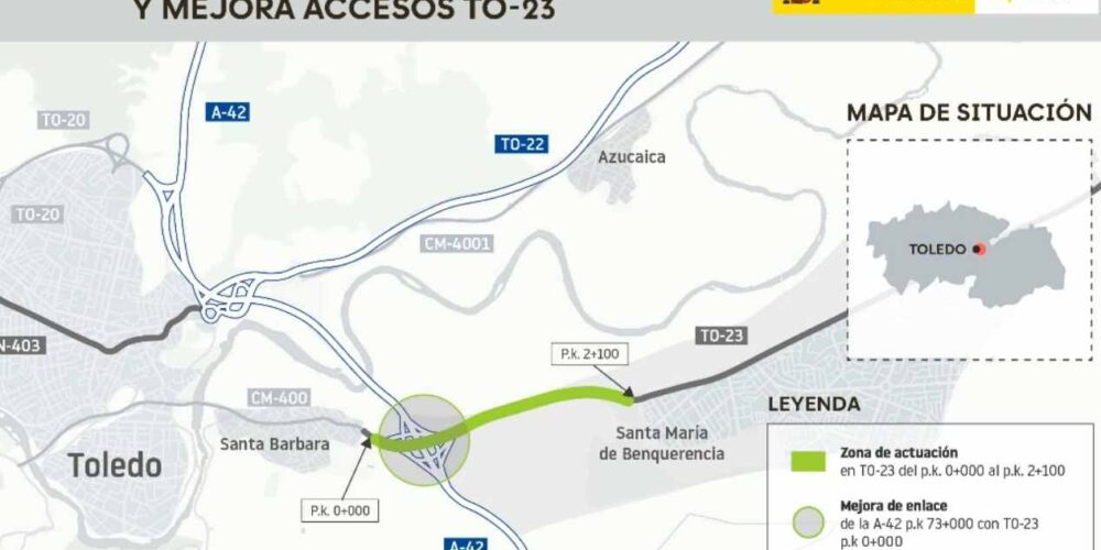 Así es la zona de actuación del tercer carril de entrada y salida al Polígono.