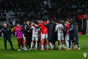 El Albacete Balompié celebra la victoria ante Celta de Vigo.