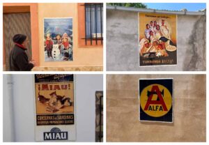 Algunos de los anuncios que se pueden ver en Olmeda de la Cuesta (Cuenca).