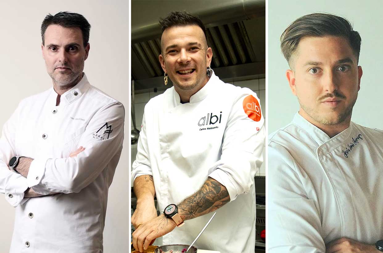 Los chefs Fran Martínez, Carlos Maldonado e Iván Anaya.