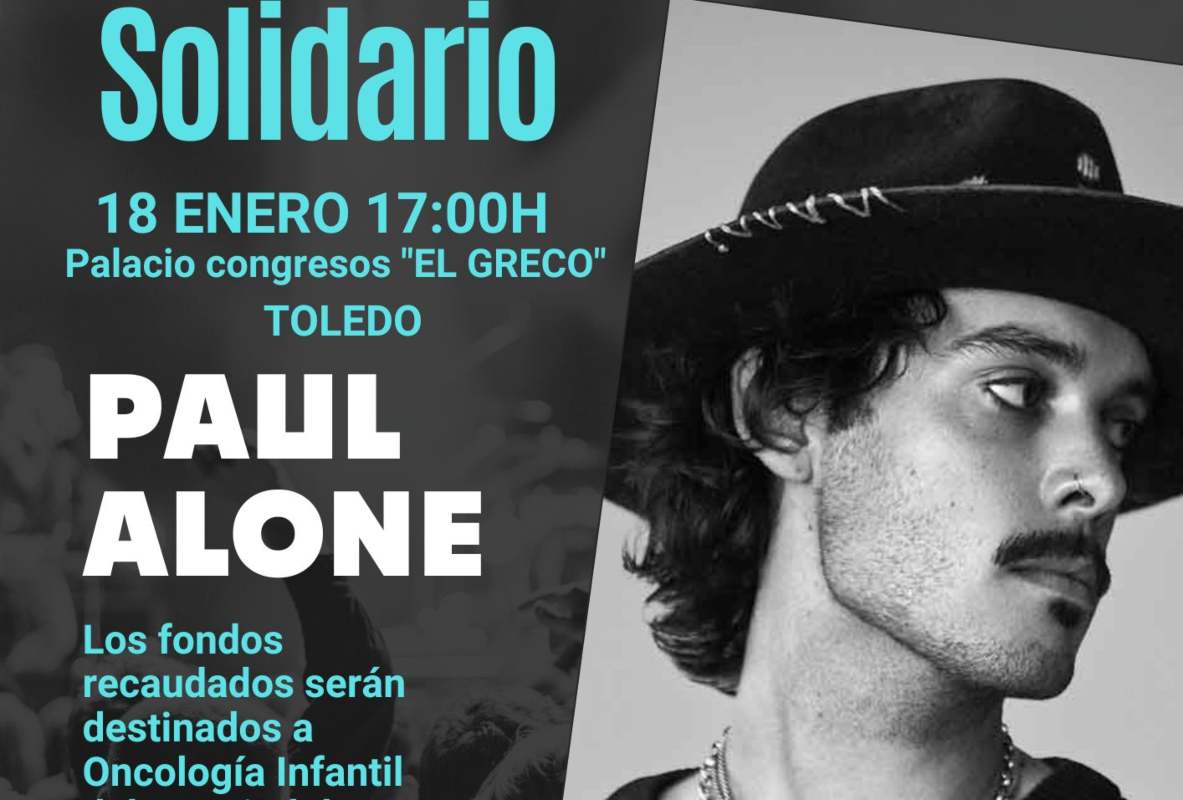 Cartel parcial del concierto benéfico de Paul Alone en Toledo.