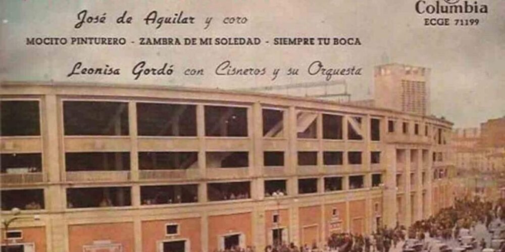 Portada parcial del disco del himno clásico del Real Madrid, grabado en Discos Columbia.