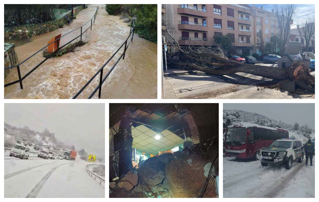 Imágenes de algunas de las incidencias por el temporal en Castilla-La Mancha.