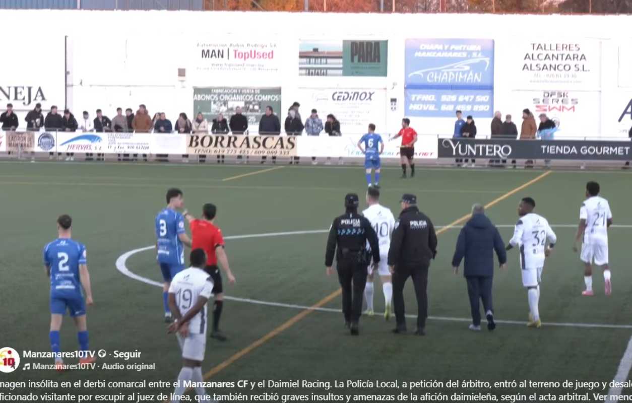 Detalle de los incidentes en el partido ehtre el Manzanares y el Daimiel.