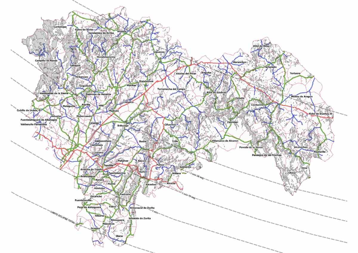 Mapa eclipse Guadalajara Foto: Observatorio Astronómico Nacional