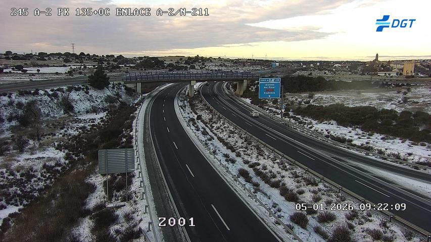 Nieve en A-2 en Alcolea del Pinar