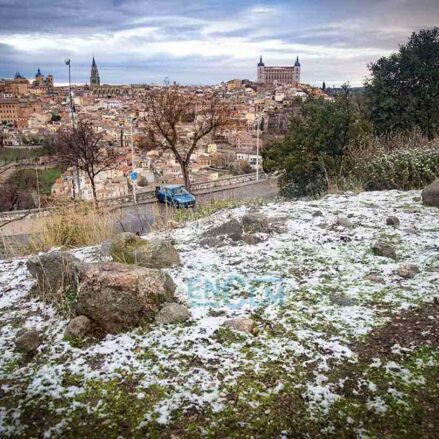 Finísima capa de nieve en Toledo. Foto: Rebeca Arango.