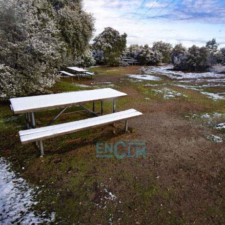 Finísima capa de nieve en Toledo, en la zona del Valle. Foto: Rebeca Arango.