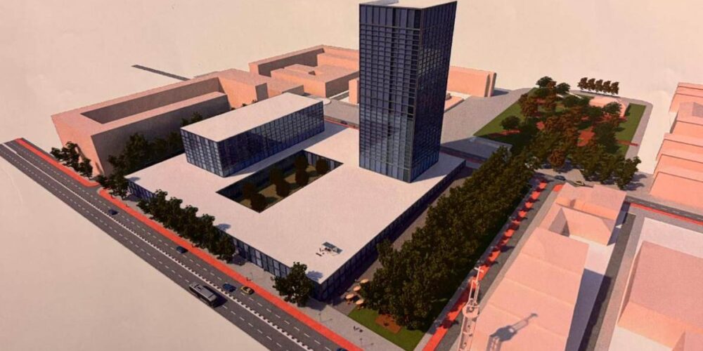 Imagen cedida de la propuesta de la torre en el antiguo Virgen de la Salud.