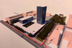 Imagen cedida de la propuesta de la torre en el antiguo Virgen de la Salud.