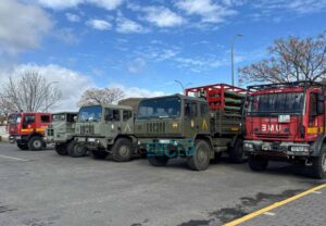 Imagen de vehículos de la UME desplegados en Castilla-La Mancha en las últimas inundaciones.
