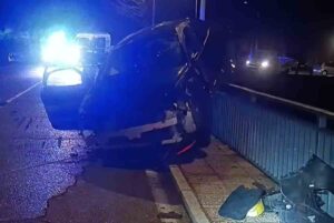 Accidente entre los puentes nuevo y viejo de Alcántara.