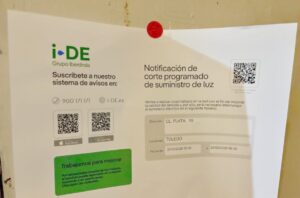Imagen de la notificación de Iberdrola del corte de luz.