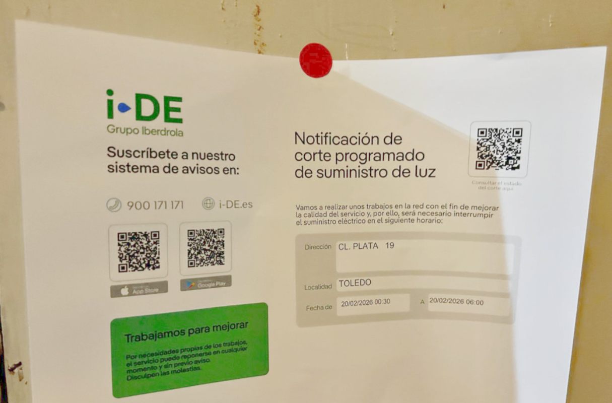 Imagen de la notificación de Iberdrola del corte de luz.