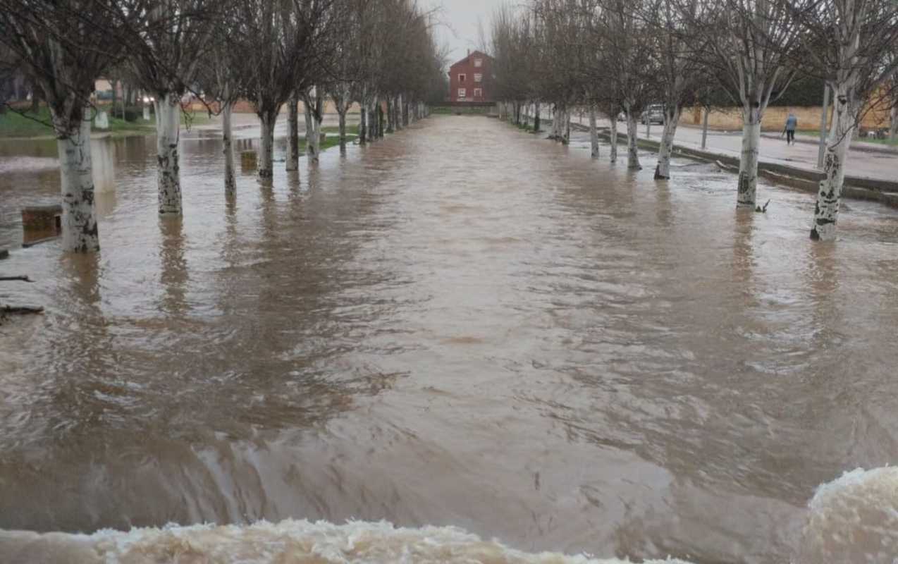 Imagen del recinto ferial de Malagón (Ciudad Real) inundado.