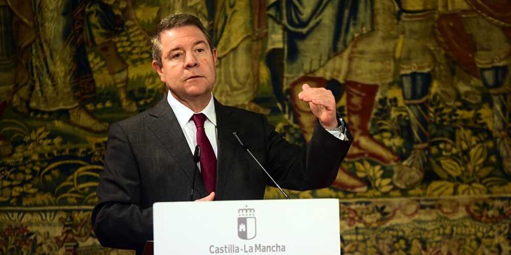 Emiliano García-Page, durante la presentación del Plan Regional de Investigación Científica. Foto: Rebeca Arango.