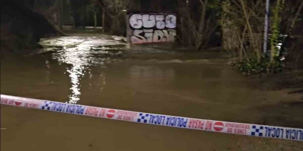 El Júcar, desbordado en el entorno del Sargal.