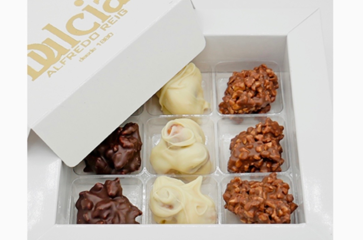 Rocas de chocolate de la confitería Dulcia Alfredo Reig en Almansa (Albacete)