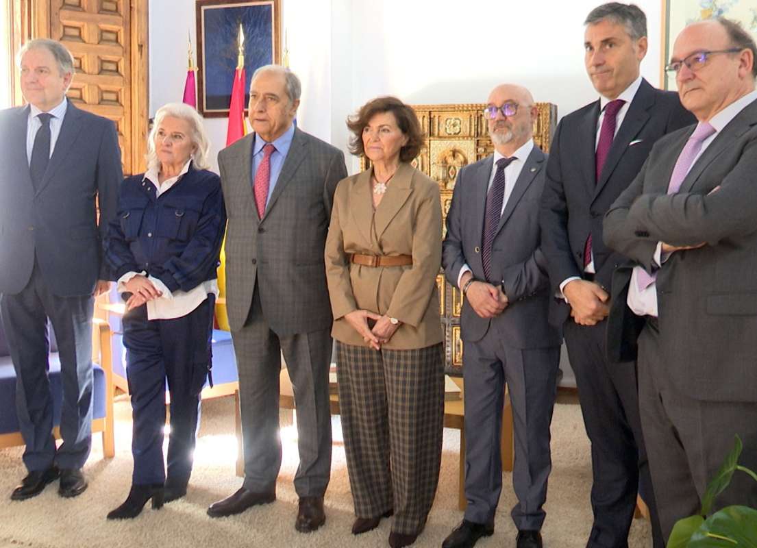 Carmen Calvo, durante su visita al Consejo de Estado de Castilla-La Mancha.