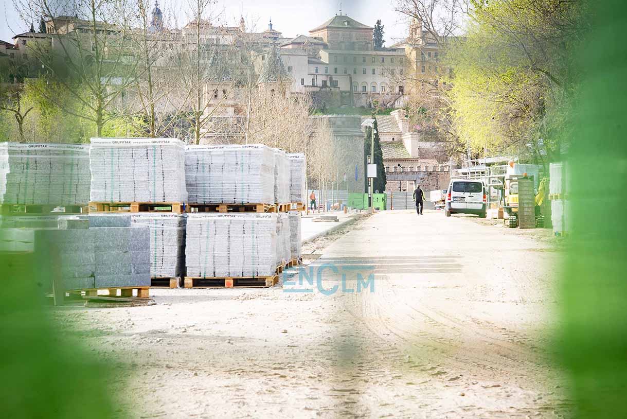 Obras en el Paseo de la Vega de Toledo. Foto: Rebeca Arango.