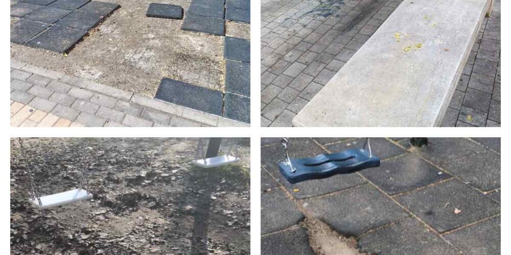 Estado de cuatro parques de Talavera. Fotos: PSOE e IU