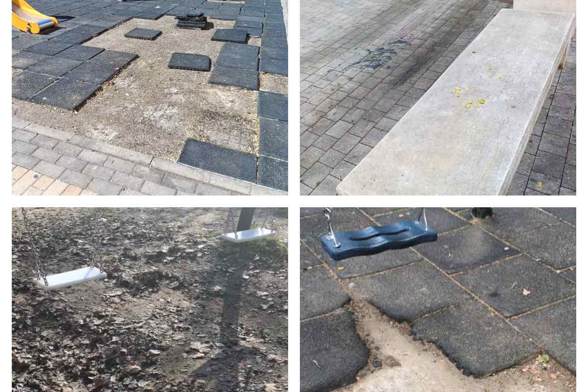 Estado de cuatro parques de Talavera. Fotos: PSOE e IU