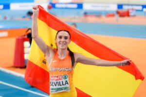 Paula Sevilla, cuando logró el bronce europeo. Foto: RFEA.