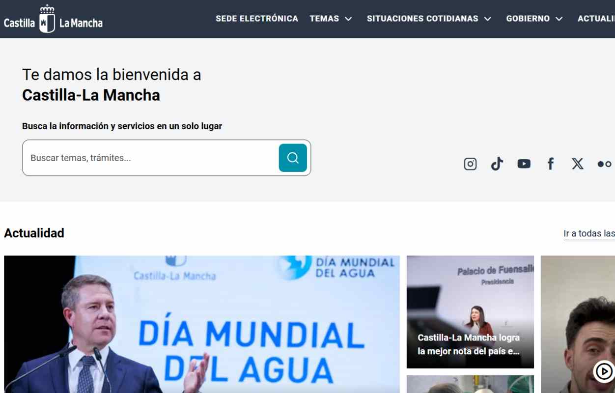 Nueva web de la Junta Comunidades de Castilla-La Mancha.