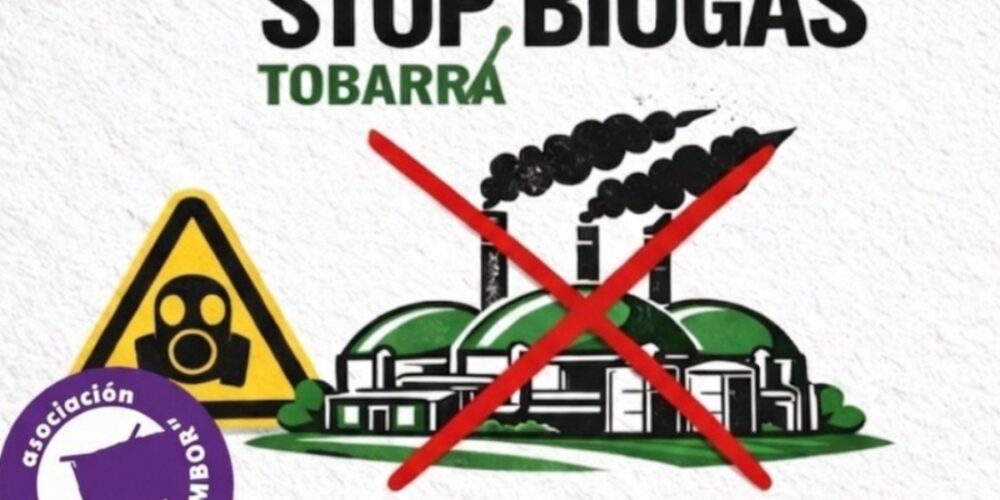 Cartel contra la planta de biogás en Tobarra (Albacete)