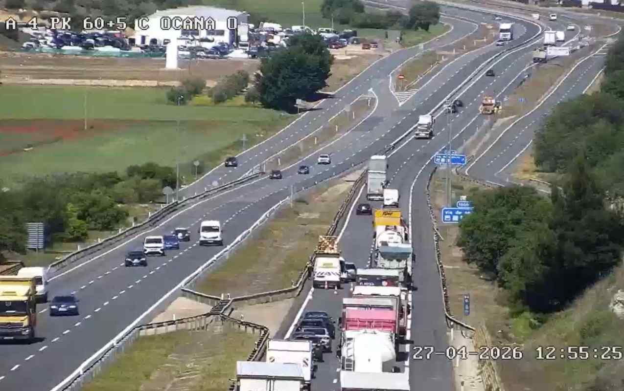 Accidente en la A-4 en sentido Andalucía a su paso por Ontígola (Toledo). Foto: DGT