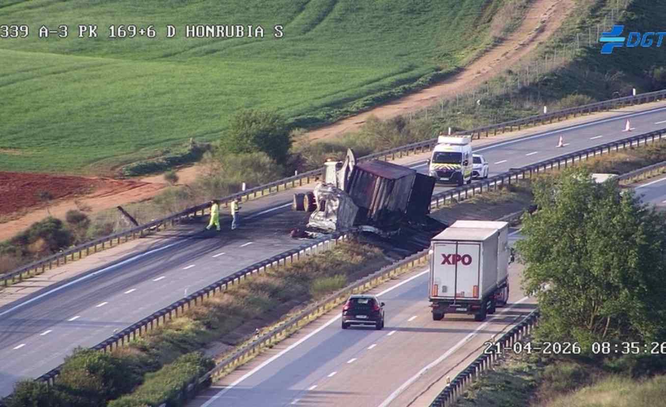 Accidente en la A-3, en Honrubia (Cuenca).