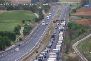 Punto de la A-3 en Cuenca en el que se ha producido el accidente de tráfico. Foto: DGT