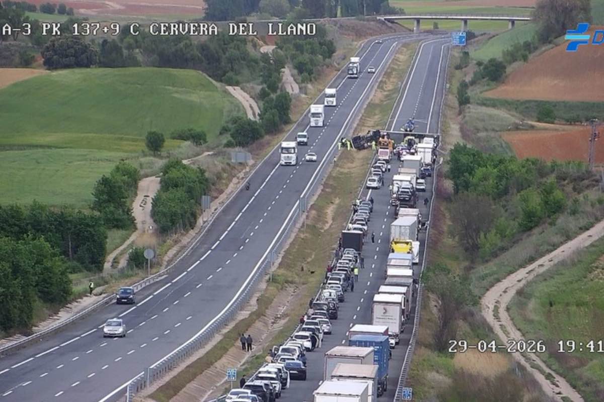 Punto de la A-3 en Cuenca en el que se ha producido el accidente de tráfico. Foto: DGT