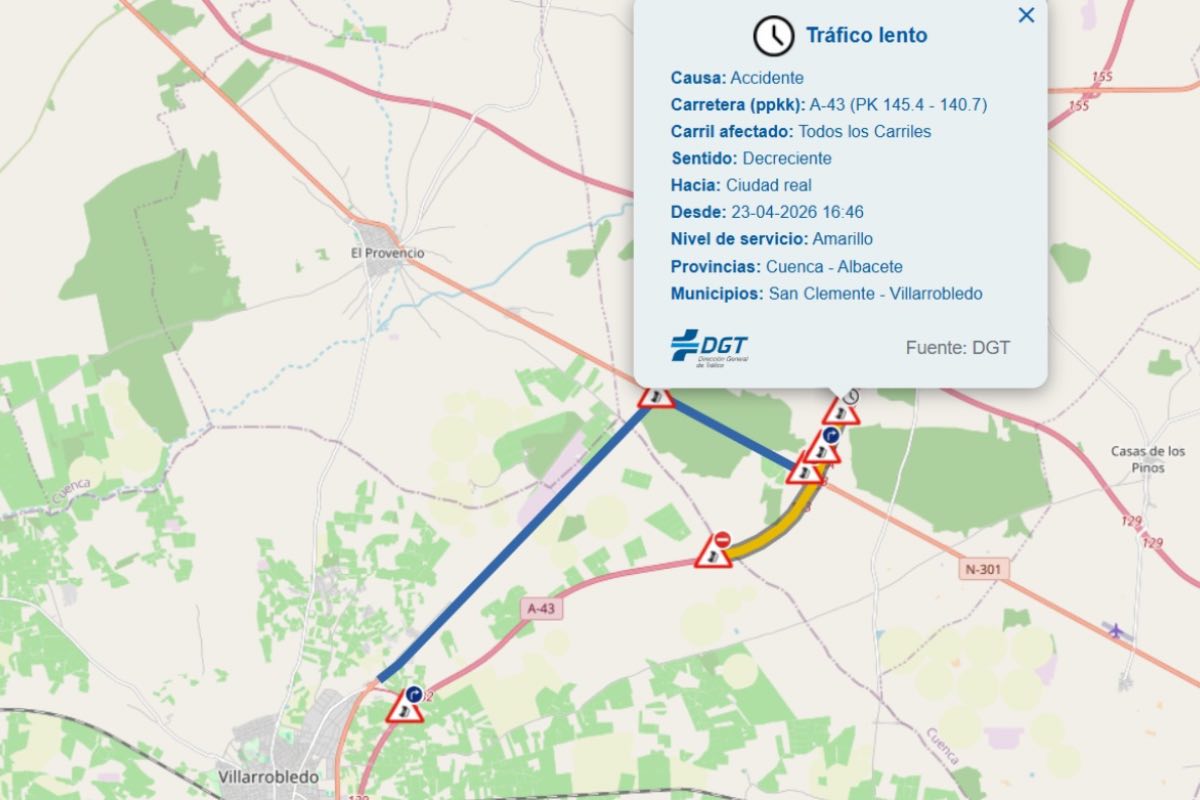 Accidente en Villarrobledo (Albacete). Foto: DGT