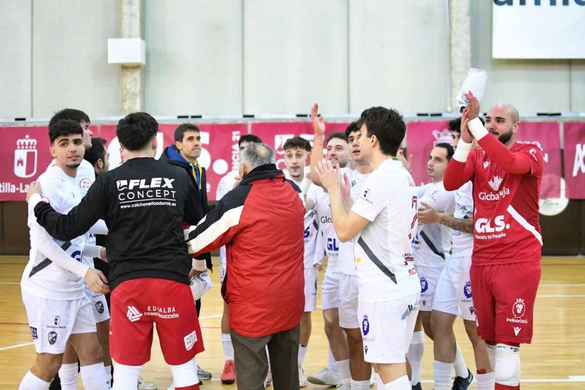 El plantel del Albacete FS, festejando el título. Foto: @FutSalRFEF.