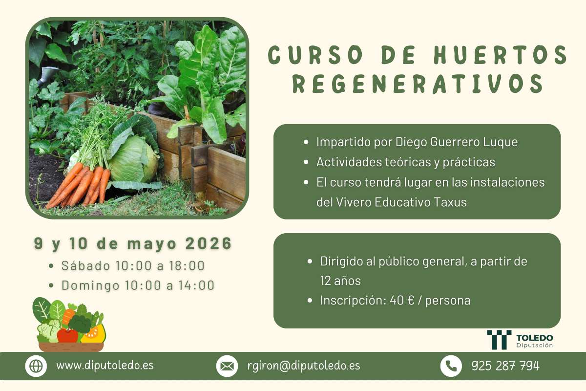 Cartel del curso de huertos regenerativos.