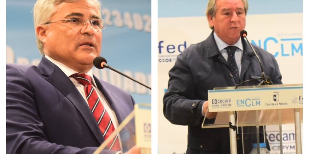 El presidente de Fedeto, Javier de Antonio, y el presidente de Cecam, Ángel Nicolás. Foto: ENCLM/Rebeca Arango