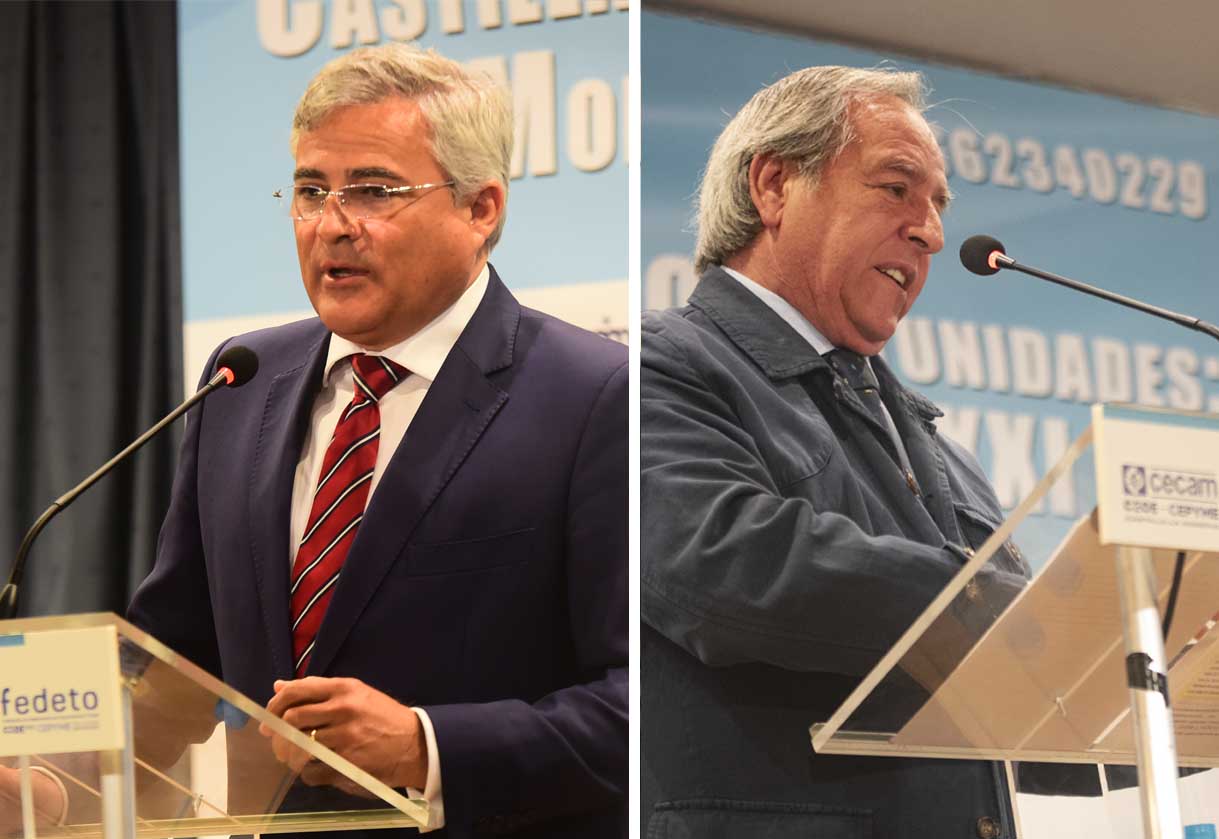El presidente de Fedeto, Javier de Antonio, y el presidente de Cecam, Ángel Nicolás. Foto: ENCLM/Rebeca Arango.