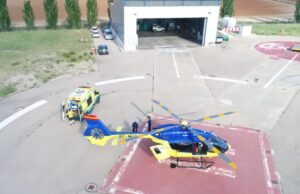 Imagen de archivo de una base de helicóptero sanitario.