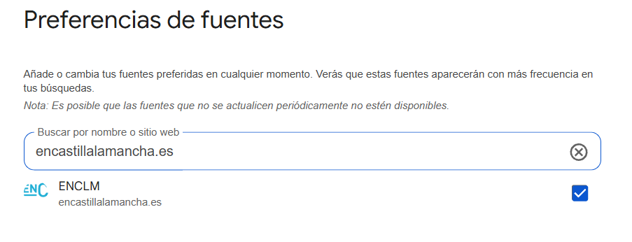 Añade ENCLM a tus preferencias de Google