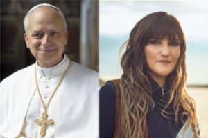 Imagen del papa León XIV y la cantautora Rozalén