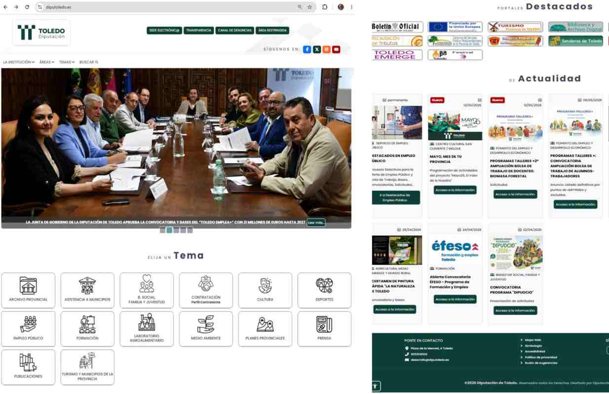 La nueva web de la Diputación de Toledo.