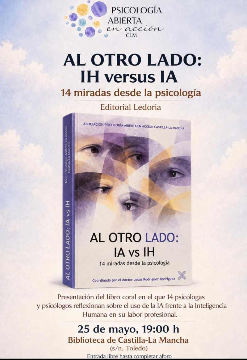Portada del libro 'Al otro lado: IA versus IH. 14 miradas desde la psicología'.